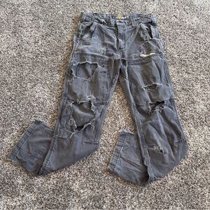 Carhartt Double Knee Pants Mens Size 32x30 Gray Workwear Distressed 102802-029